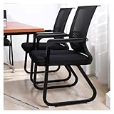 Silla de escritorio ergonómica de malla con soporte lumbar, base de trineo, sillón apilable para el hogar, pequeña oficina, aprendizaje, uso de invitados, diseño compacto (negro)