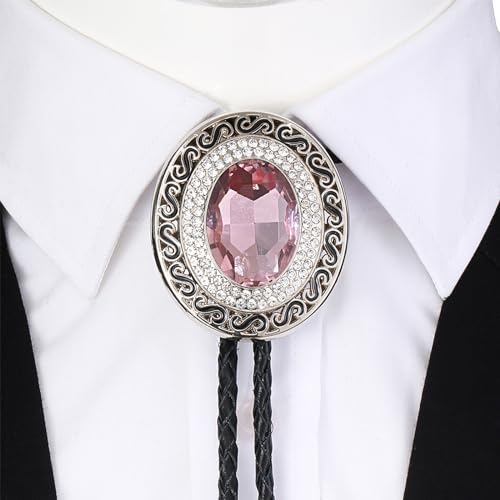 Image of Western Bolo Tie Cowboy Bolo Ties Rhinestone Necklace Bola Tie for Men Women