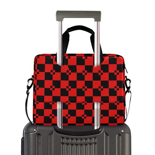 Funda para laptop 15.6" con asa y correa roja y negra miniatura 4