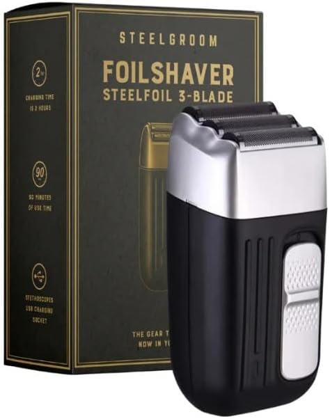 3‑Blade Rechargeable Foil Electric Shavers for Men - Battery-Operated & Lightweight Electric Foil Shaver Men for Face, Head, & Neck - Cordless, Smooth, Close Shave Finish for Sensitive Skin
