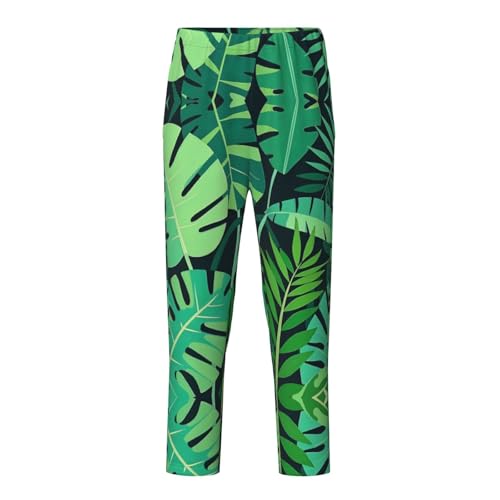 Pajama Pants Pajama Bottoms with Elastic Waistband Sleepwear Lounge Pants, Palm Leaves