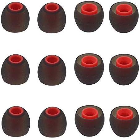 A-Focus イヤーピース S 12個 2種類の硬度のシリコン製 ハイブリッドイヤーピース 重低音強化 音質向上 So ny ハイブリッド 対応 内径ダイヤ約4.0㎜ ソニー イヤホン 交換用 Black-Red Sサイズ