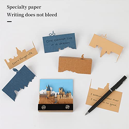 3D Memo Pad Tree House, Multifunctional 3D Notepad DIY Non-stick Sticky Note, 3D Magic Castle Notepad and Four Seasons Tree - Autumn - Thumbnail 4