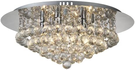 Nielsen Newport Crystal 6 Light Ceiling Light, Modern Chandelier with Crystal Droplets, Chrome Finish, Elegant Flush Mount Ceiling Lighting for Bedroom, Living Room, Bathroom, Hallway