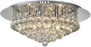 Nielsen Newport Crystal 6 Light Ceiling Light, Modern Chandelier with Crystal Droplets, Chrome Finish, Elegant Flush Mount Ceiling Lighting for Bedroom, Living Room, Bathroom, Hallway