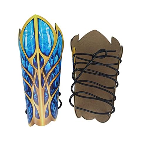 Yesbon 2Pcs Medieval Viking Bracers Halloween Carnival Masquerade Female Wristband Armor Ice Crystal Leather Bracers Cover