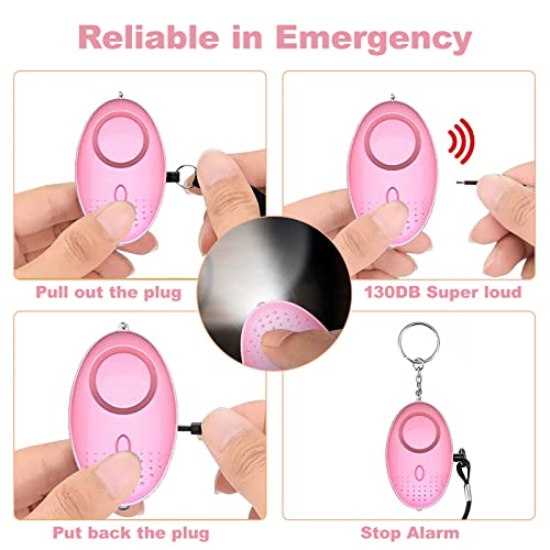 Meture Safety Keychain Set Protection 9Pcs Bracelet Keychain Safety For Women Portable Silicone Bead Key Set For Women With Personal Alarm Key Bracelets With Leather Tassel Pink #TOP2