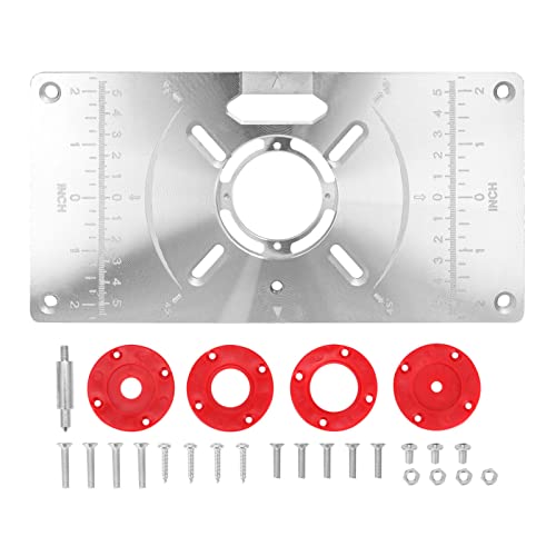 YIWENG Router Table Insert Plate Router Table Insert Plate Aluminum Trimming Machine Engraving Flip Board with 4 Rings for Woodworking