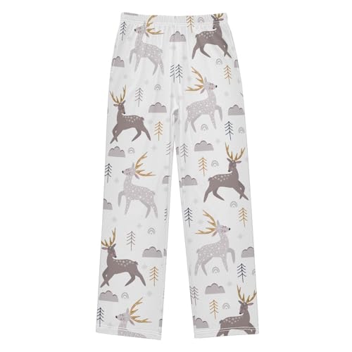 Boys' Pants Christmas Animal Deer Funny Long Bottoms Jogger Pants Elastic Waist Trousers with Pockets S-XL