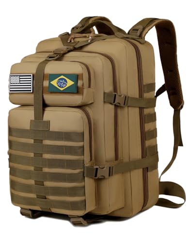 Mochila Tática Militar 50l Impermeável Reforçada Camping(Caqui)