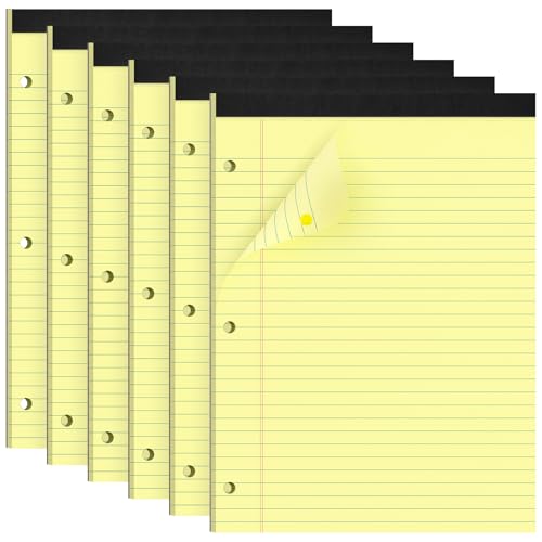 Paquete de 6 blocs de notas de 30 hojas para archivador de 3 agujeros y uso escolar