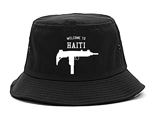 Kings Of NY Welcome to Haiti Uzi Machine Guns Country Bucket Hat Black