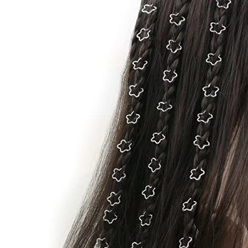 image for LEILEIXI 100PCS Silver Star and Silver Love Shape Braids Ring Accessor