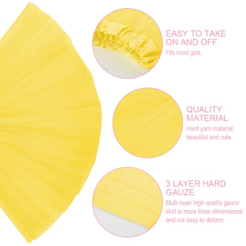AYBUY Tüllrock Mädchen, Tütü Rock Ballett Röcke, Tütü Kinder mit Elastischer Bund, Ballettrock Prinzessin Minirock für Karneval, Weihnachten, Halloween, Party Kostüm für Mädchen 2-7 (Gelb)