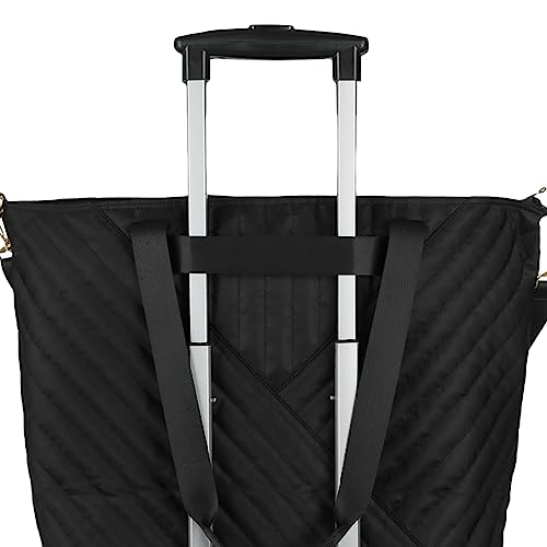 Bioworld Rachel Roy Black Quilted Fabric 21 Weekender Tote3