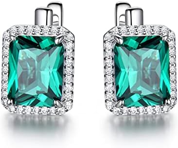 WOODOR Luxury Emerald Gemstone Clip On Earrings Brand Fine Jewelry Solid 925 Sterling Silver Birthday Gift Fashion Gift Hilarity (Color : Green)