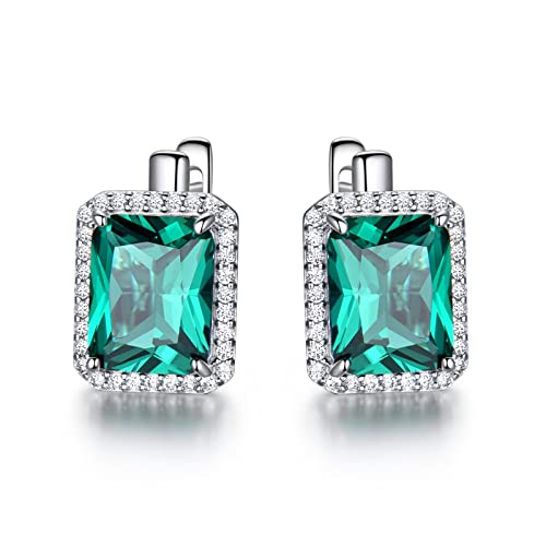 Woodor Luxury Emerald Gemstone Clip On Earrings Brand Fine Jewelry Solid 925 Sterling Silver Birthday Gift Fashion Gift Hilarity (Color : Green) #TOP1