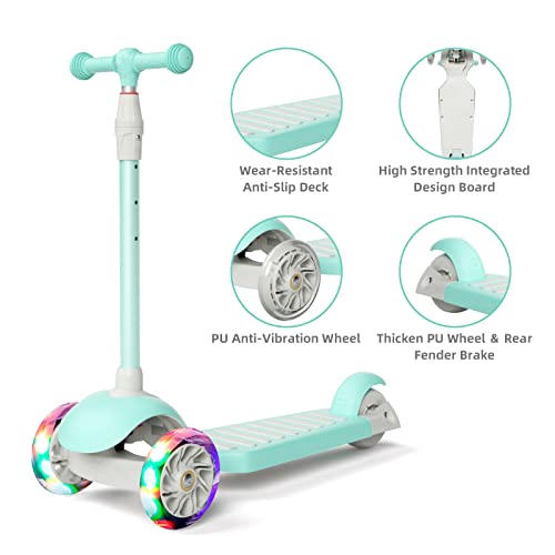 Image of 67i Scooter for Kids 3 Wheel Scooter Kids Kick Scooter for Toddler Girls Boys Scooter with Adjustable Height and Light-Up Wheels Scooter for Children Ages 3-12