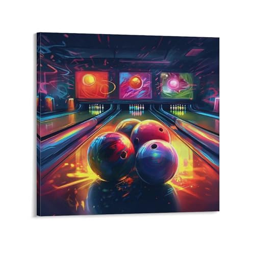 Toile murale abstraite de bowling premium avec cadre panoramique