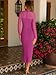 Caracilia Womens Mesh Dress Long Sleeve Mock Neck Bodycon Sheer Going Out Cocktail Night Club Midi Dresses 3 Piece Outfits Hot Pink X-Large