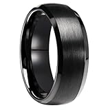 Whoiy Alianzas de boda para hombre, 8 mm, negro, anillos de boda, carburo de tungsteno cepillado, anillo para hombre, simple y sencillo, bisutería para hombre, talla 65