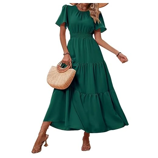 PRETTYGARDEN Boho Floral Maxi Dress with Smocked Waist