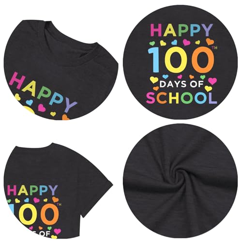 Image of 100th Day of School Shirt for Women Teacher Graphic T-Shirt Funny Teach Short Sleeve Tee Tops
