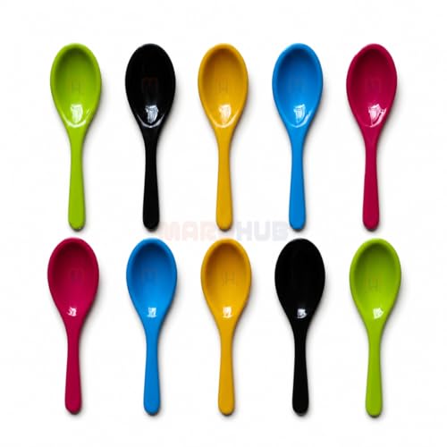 Image of MaruHub 10Pcs Plastic Spoons for Masala Jar, Multicolor Reusable Kitchen Spice Condiment Scoops, Small Baby Food & Candy Spoon Set, Non-Toxic BPA-Free Spoons for Home & Cooking (11 x 2.5 cm)