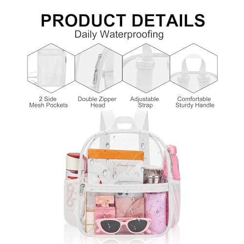 Image of Oraben Small Clear Backpack for Stadium Events Stadium Backpack Waterproof 12x6x12 Clear Bag for Adult Concert Sport Work