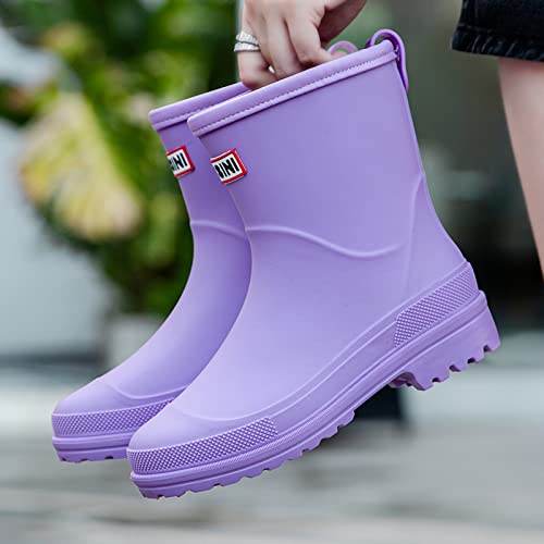 Image of Nutropa Mid Calf Rain Boots for Women, Anti-Slip Outdoor Work Rain Shoes | Waterproof Garden Boots, Lightweight, Comfortable Rainboots, Outdoor Mud Work Booties