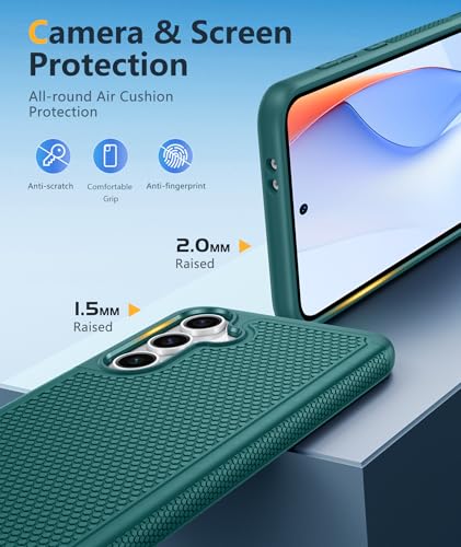Image of FNTCASE for Samsung Galaxy S24-FE Case: Dual Layer Protective Heavy Duty Cell Phone Cover | Shockproof Rugged with Non-Slip Textured | Military Grade Drop Protection Bumper Tough (Green)