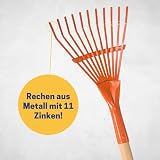 Best Sporting Grabie ogrodowe dla dzieci z metalu z 11 zębami, wytrzymały grabie z ergonomicznym drewnianym trzonkiem, idealny dla małych ogrodników, idealne narzędzie ogrodowe dla dzieci