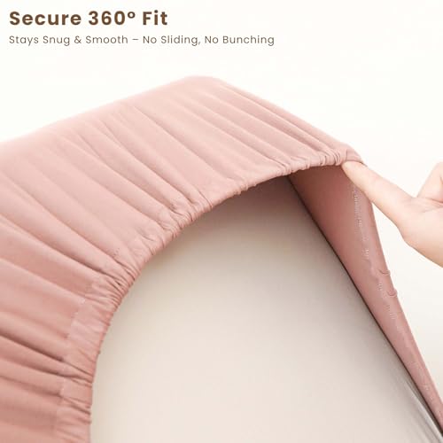 Image of Konssy 3 Pack Stretchy Bassinet Sheets for Baby Girl Boy, Soft Breathable Baby Bassinet Mattress Sheets Fit for Hourglass Oval Cradle, Moses Basket Rectangle Mattress (Pink Spring)