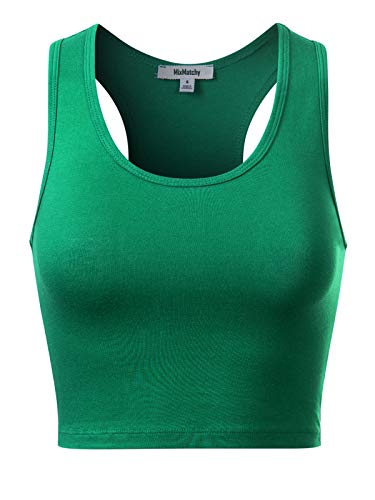 MixMatchy Women's Casual Basic Sports Crop Tank Tops Racerback Running Yoga Tanks Cotton Sleeveless Gym Shirts2