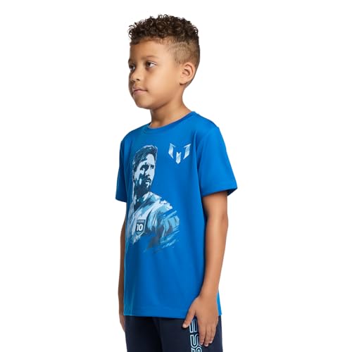 Image of Messi Boys' Lifestyle Short Sleeve Top, Loose-Fit Shirt with Logo, Comfortable, All-Day Wear