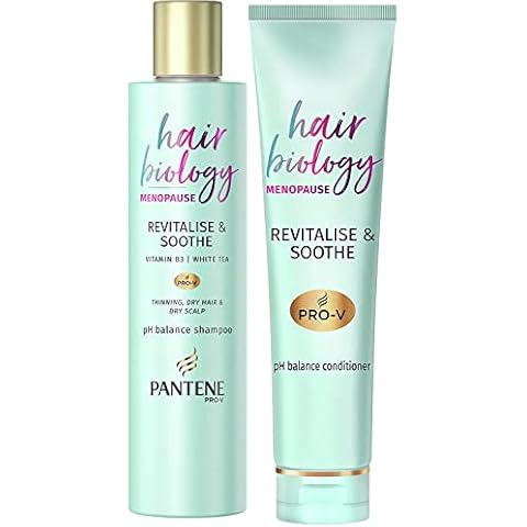 Pantene Menopause Shampoo & Conditioner, Hair Thickening, for Dry Hair and Scalp, Anti Hair Loss Care, Densifies Thinning Hair, Vitamin B3 & White Tea, Shampoo 250 ml, Conditioner 160 ml Cover