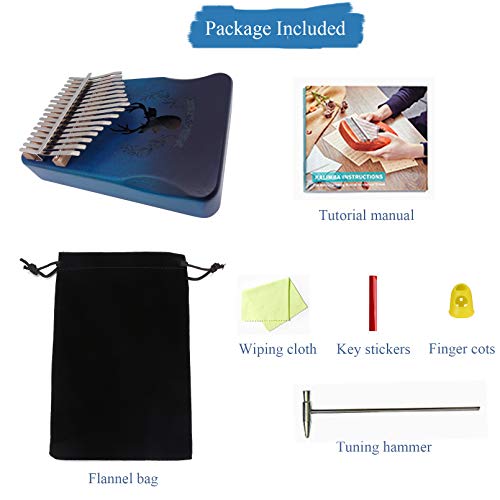 Kalimba 17 toetsen, duimpiano duim piano vinger solide kalimba instrument, met leren songboek en tuning hamer en stoffen… - Image 7