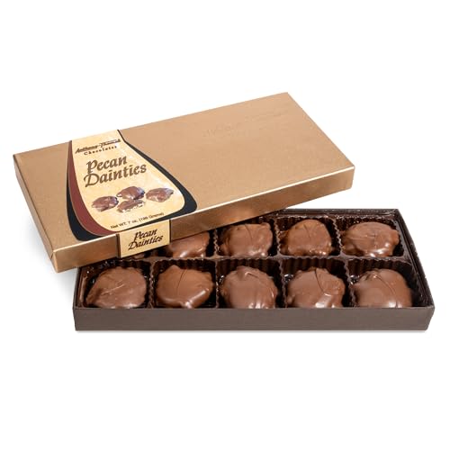 Anthony Thomas Chocolates, Pecan Dainties, Milk Chocolate, Soft Buttery Caramel, Gift Box (10 Count, Milk Chocolate)