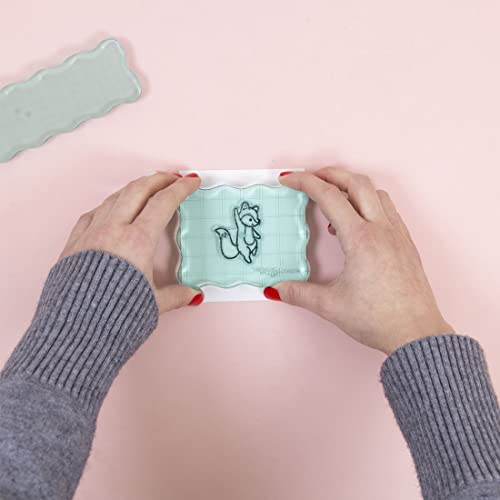 Craftelier - Ergonomic Square Acrylic Plexiglas Stamp Block for Quick and Accurate Stamp Making | Easy to Clean | Dimensions 8,9 cm x 7 cm x 1 cm - Turquoise Translucent Colour - Thumbnail 2