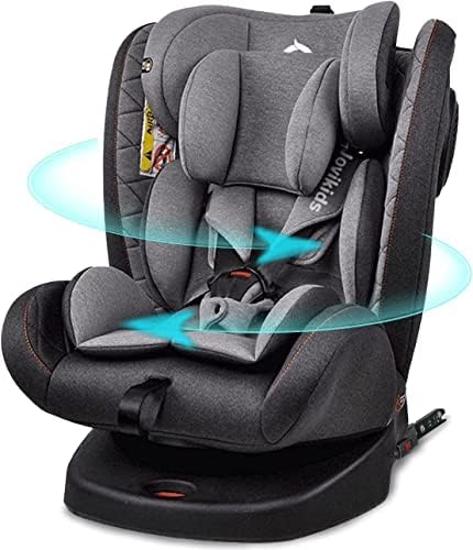 Jovikids Safety Baby Car Seat with Isofix and Top Tether, 360 Degree Swivel Child Car Seat for Group 0/1/2/3, 0-12 Years Old, ECE R44/04, Black