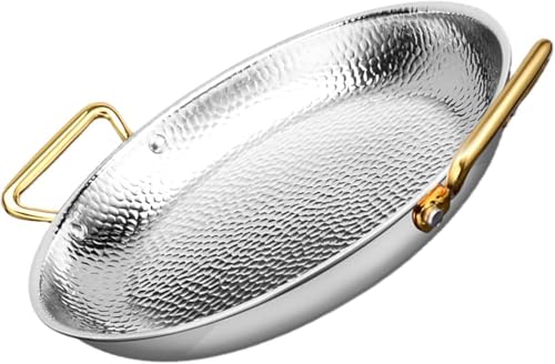 Paellera, Sartén de Acero Inoxidable Antiadherente sin Revestimiento, Sartén, Paella, Cacerola para Camping y Fiestas/Plata(20Cm)