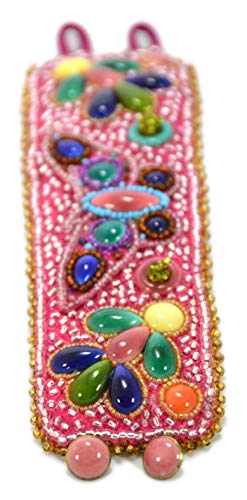 Bracelet papillon rose cuir anti-allergie, perles de verre légères - 3