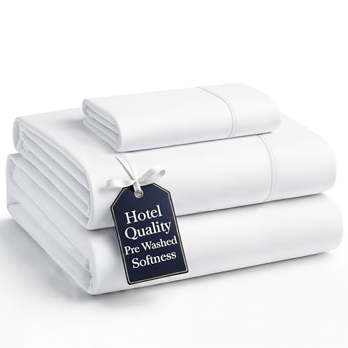 Casa Platino Twin Sheets Set, 100% Brushed Microfiber Pre-Washed Twin Sheet Set, 3 Piece Set, Soft & Cozy Cooling Bedding, Fade-Resistant, 15-Inch Deep Pocket White Bed Sheets