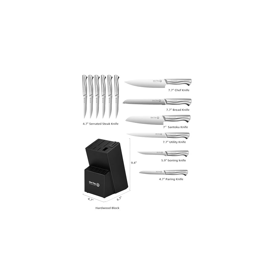 Stainless-Steel-Knife-Set-Kitchen-Knives-Sets-with-Block-14-Pieces-Quality-High-Carbon-Steel-Cutlery-Knife-Block-Set-with-Sharpener Stainless Steel Knife Set: Kitchen Knives Sets with Block - 14 Pieces Quality High Carbon Steel Cutlery Knife Block Set with Sharpener