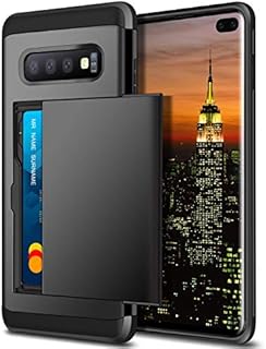 Coolden Armor Shockproof Case for Galaxy S10 Plus Wallet Case Cover Protective Case Heavy Duty Rubber Bumper Card Holder Slot Wallet Case Cover for Samsung Galaxy S10 Plus Phone Case (Black)