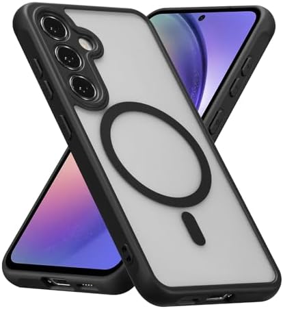 RALEAVO Magnetic Case for Samsung Galaxy S22 5G, Compatible with MagSafe Shockproof Phone Case with Frosted Hard PC Back Translucent Slim Cover Case for Galaxy S22-Black (Magnetic)
