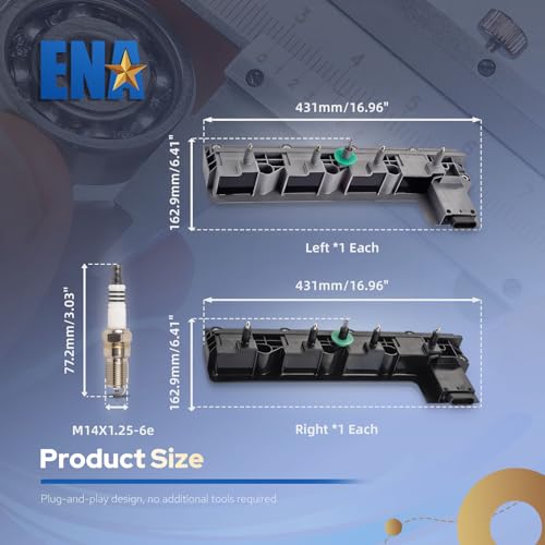 ENA Set of 2 Ignition Coil with 8 Spark Plug Compatible with Cadillac Oldsmobile DeVille Eldorado Seville Aurora 4.6L 4.0L by ENA - Image 8