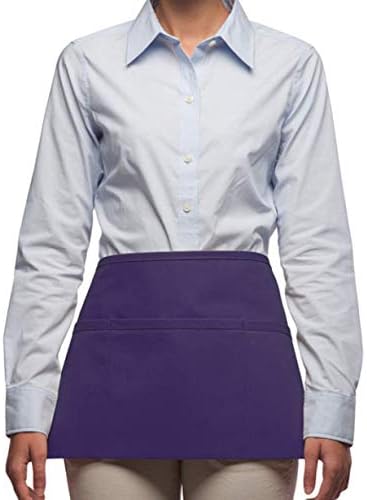 Rexzo Unisex 3 Pocket Deluxe Waist Apron for Waiters, Waitresses, and Food Servers– Made in the USA - Regular Purple