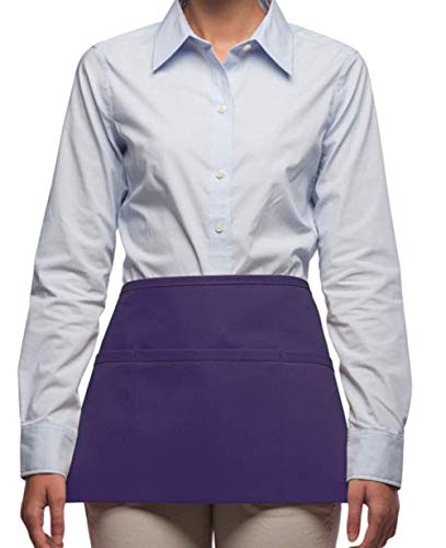 Rexzo Unisex 3 Pocket Deluxe Waist Apron For Waiters, Waitresses, And Food Servers– Made In The Usa - Regular Purple #TOP8