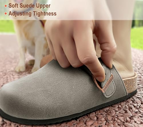 Image of BULLIANT Women Mules Clogs-Memory Foam Cushioned Cork Footbed-Fleece Lined